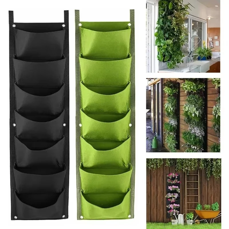 Wall Vertical Growing Planting Bags Felt Fabric Wall Hanging Outdoor Garden Planter Pot Flower Vegetable Growing Containers 2025