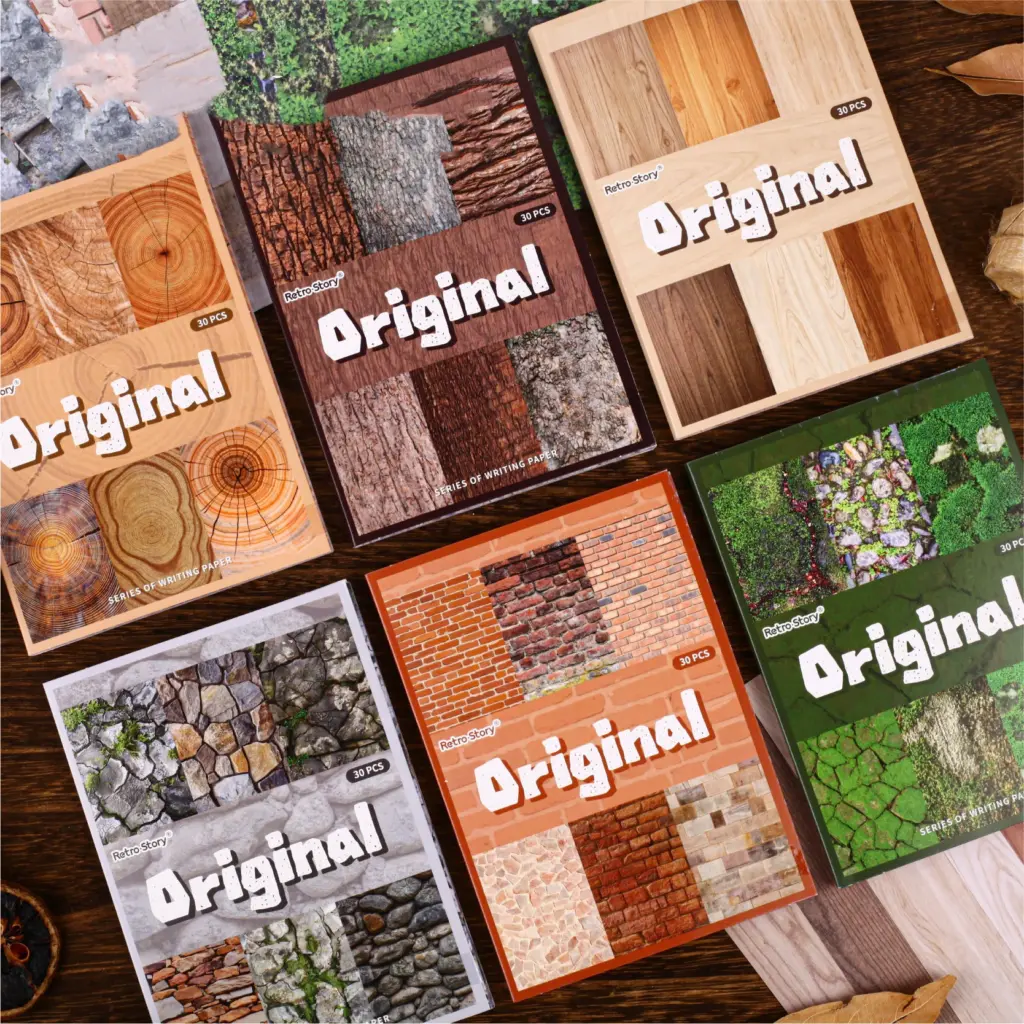 Native Series Vintage Tree Pattern Stone Wall Landscape Material Paper Creative DIY Junk Journal Collage Scrapbooking Stationery