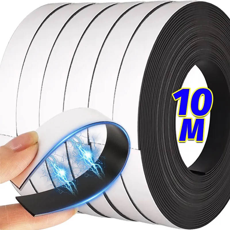 10/1m Strong Magnetic Tape Self Adhesive Magnetic Strips Flexible Tapes for Home Office DIY Photos Poster Fixed Rubber Magnets