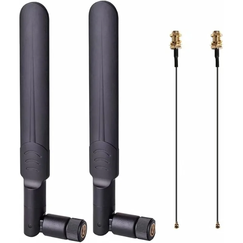 2 x 8dBi WiFi Antenna 2.4GHz 5.8GHz Dual Band RP-SMA Male +2 x 15CM I-P-E-X-1 to RP-SMA Female Pigtail Cable for Wireless Router