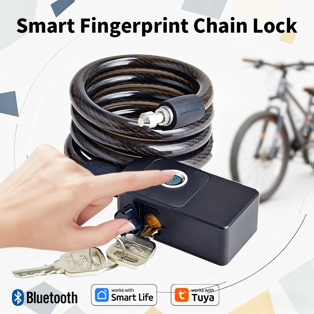 Tuya Smart Bluetooth & Fingerprint Chain Lock For Google Play IOS Warehouse store security door lock Smart Life Remote Control