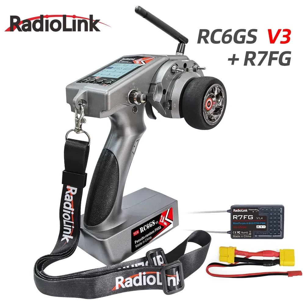 Radiolink RC6GS V3 2.4G 7 Channel Radio Transmitter R7FG Receiver Gyro Telemetry Included Remote Controller for RC Car Boat