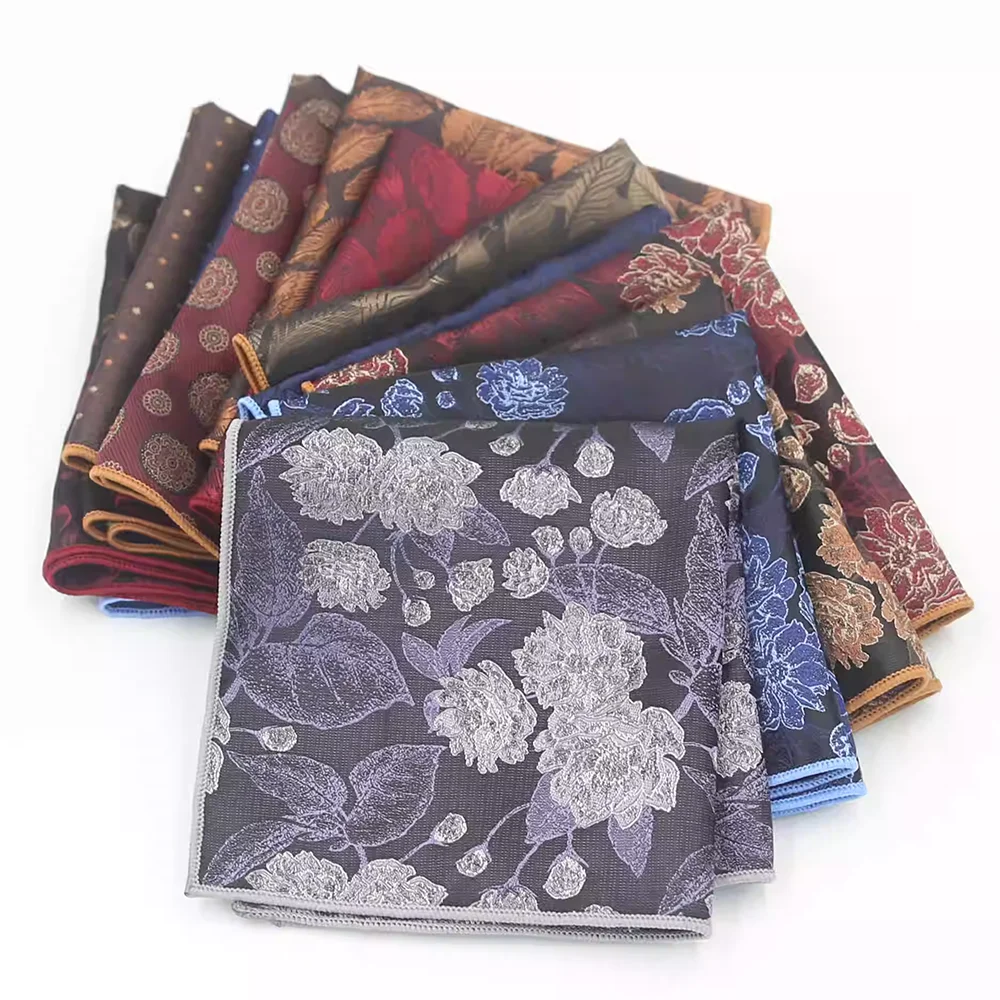 Men's Flower Fashion Suits Pocket Square For Men Business Chest Blue Dots Classic Suit Napkin Handkerchief As Shirt Accessory