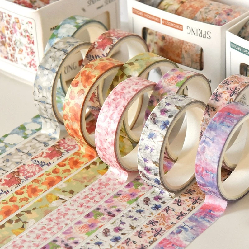 5 Roll Vintage Spring Floral Washi Tape Scrapbooking Diy Journal Decorative Stationery Masking Tapes Art Supplies Sticker Tape