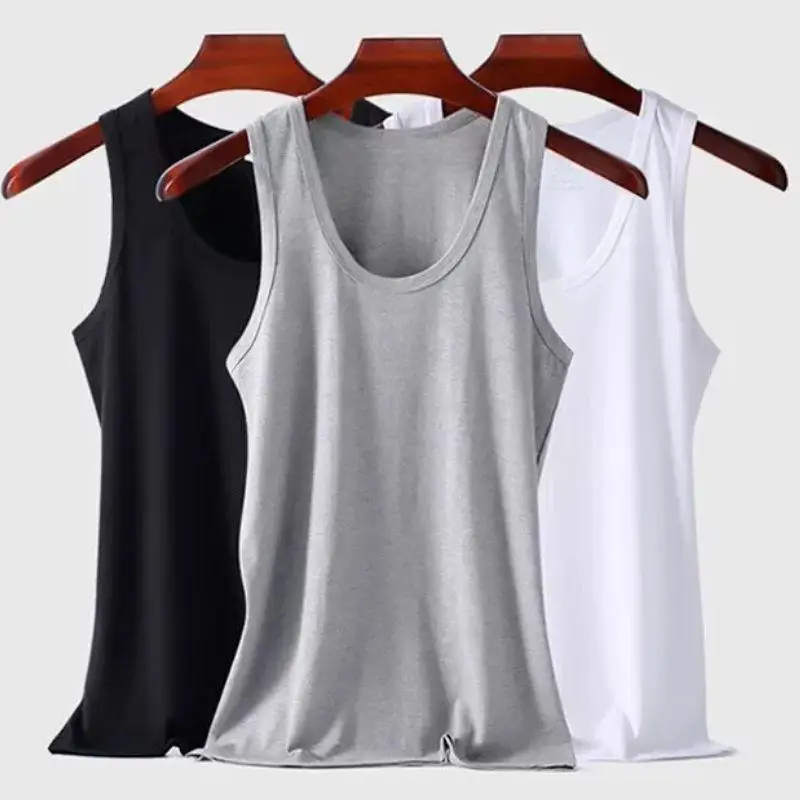 100% Pure Cotton White Grey Black Men Tank Tops Summer Plus Size Singlets Fitness Men Vest Casual Bodybuilding Vest T-shirt