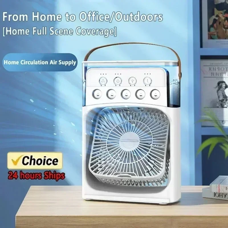 2025 Three In One Household Air Conditioner Small Air Cooler Portable Smallfan Household Night Humidifier LED Nightlight Fan