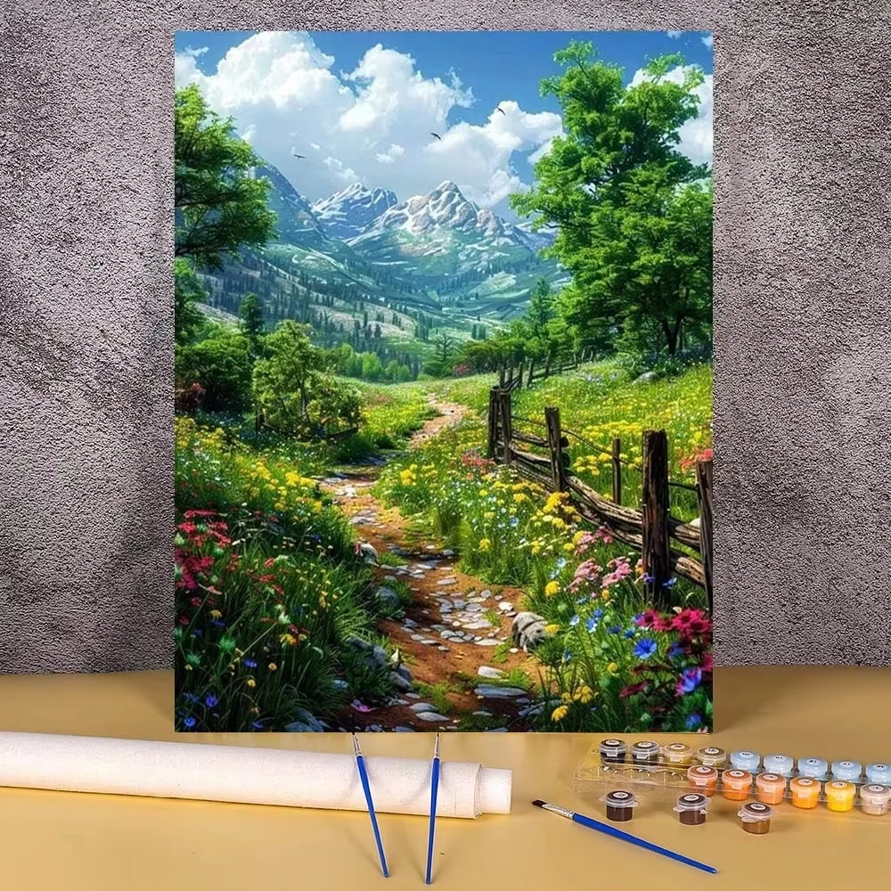 DIY Oil Painting By Number Home Decoration Painting Wall Bedroom Living Room Decor Gift Frameelss Mountain Landscape Picture