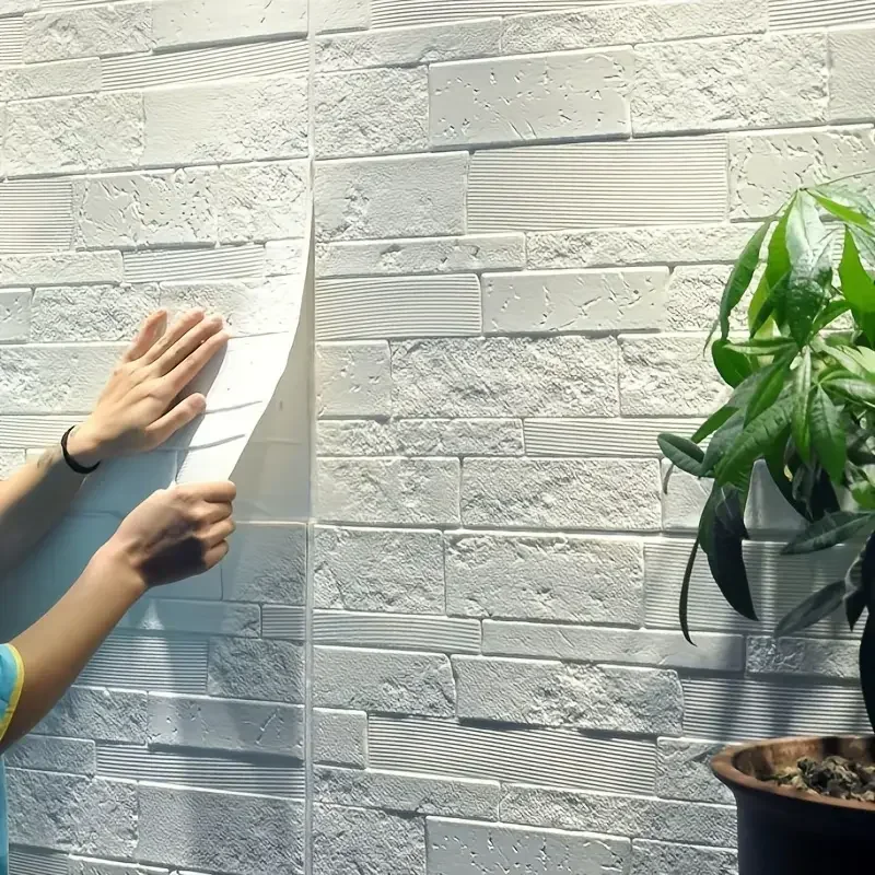 5-15pcs 35cm x 35cm 3D Self-adhesive Solid Color Wall Sticker Waterproof DIY Living room Background Brick Pattern Home Decor ﻿