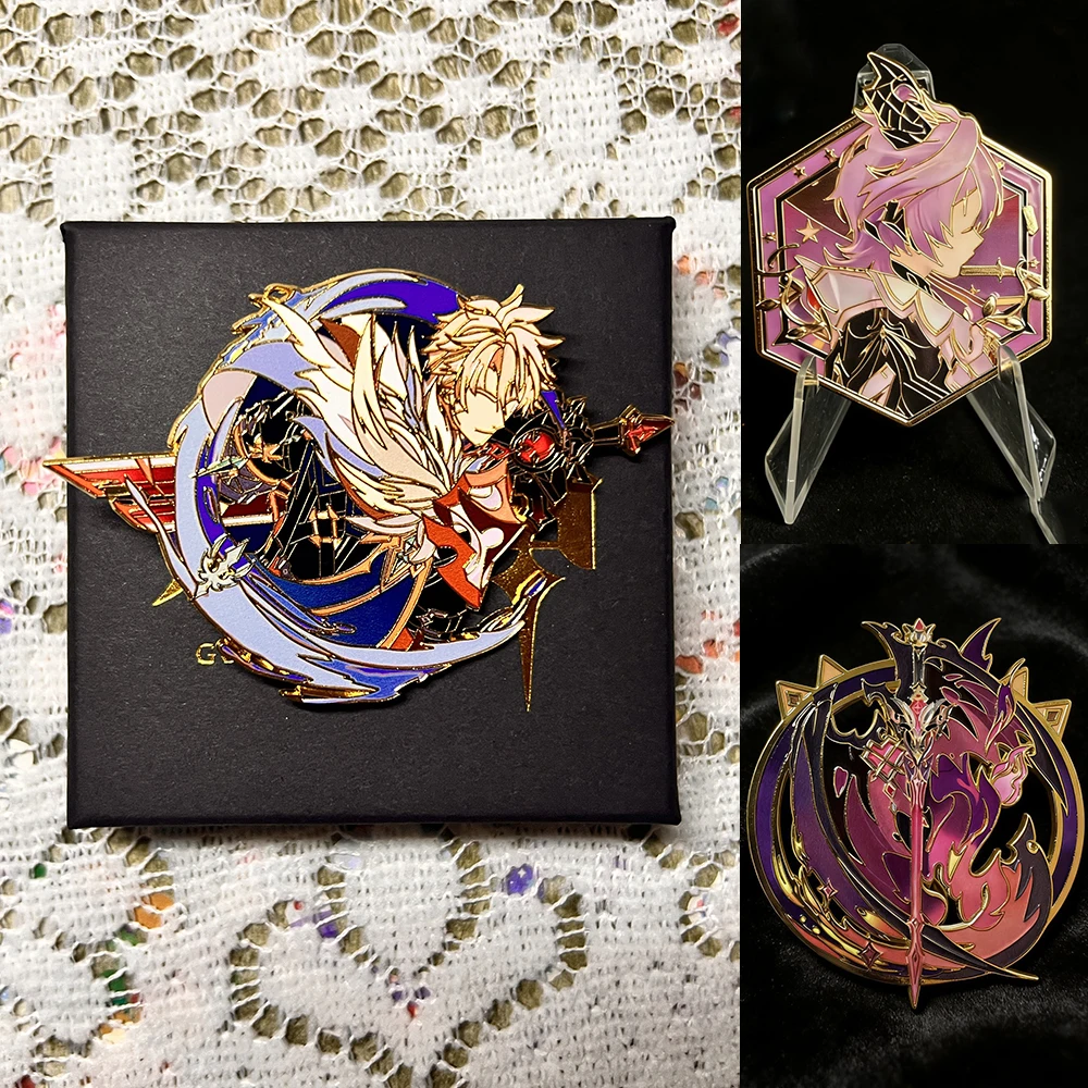 Genshin Impact Varka Badges Cosplay Anime Durin Costumes Pin Nod-Krai Knight Kawaii Brooches Friend Gifts Backpack Decor