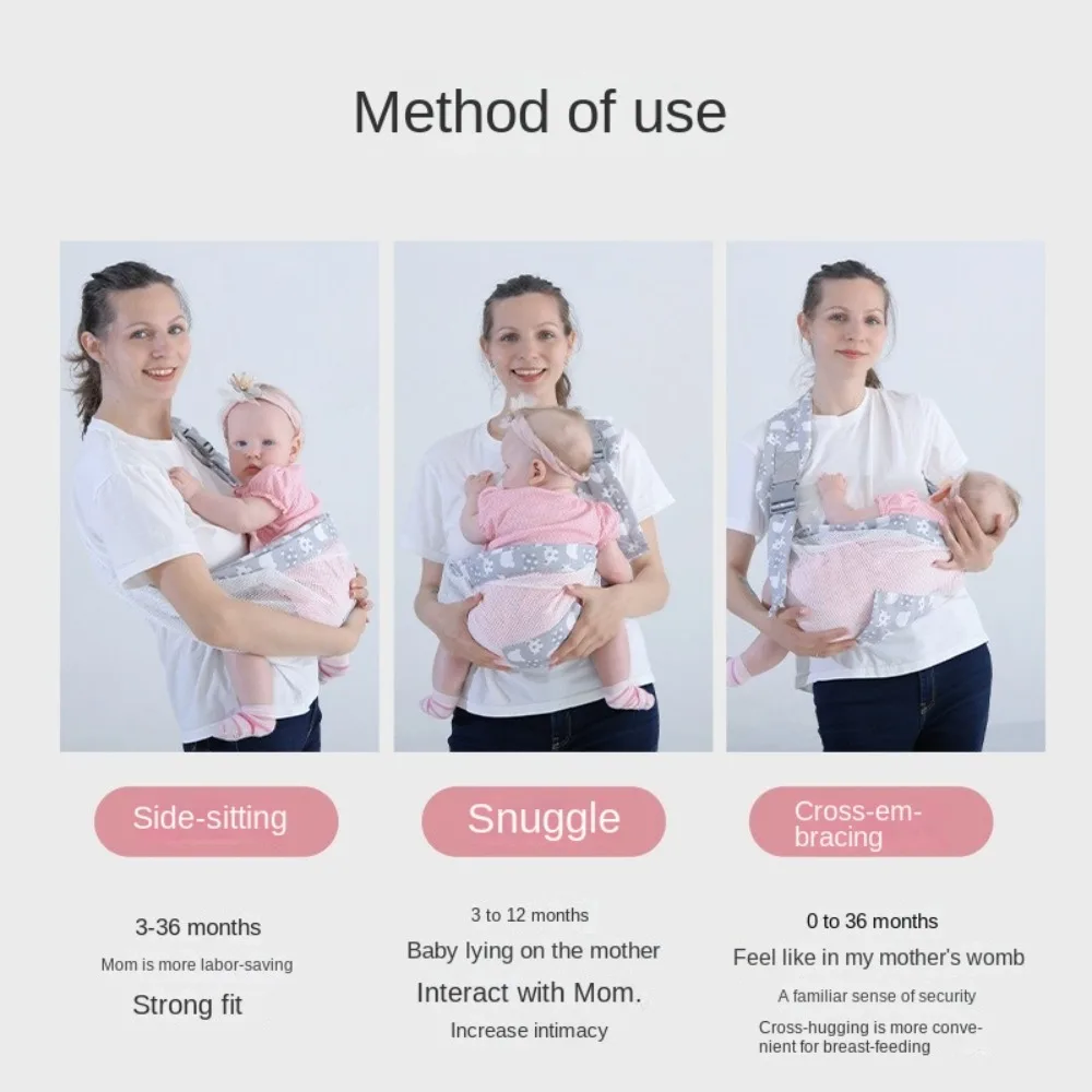 Cartoon Baby Wrap Carrier Newborn Front Holding Cotton Infant Backpacks Horizontal Holding Type Infant Kangaroo Bag