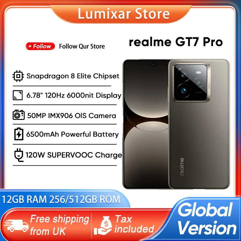 realme GT7 Pro Global Version 6.78'' 1.5K Curved AMOLED Snapdragon 8 Elite 50MP Camera 120W Super Charge 6500mAh Battery UI 6.0