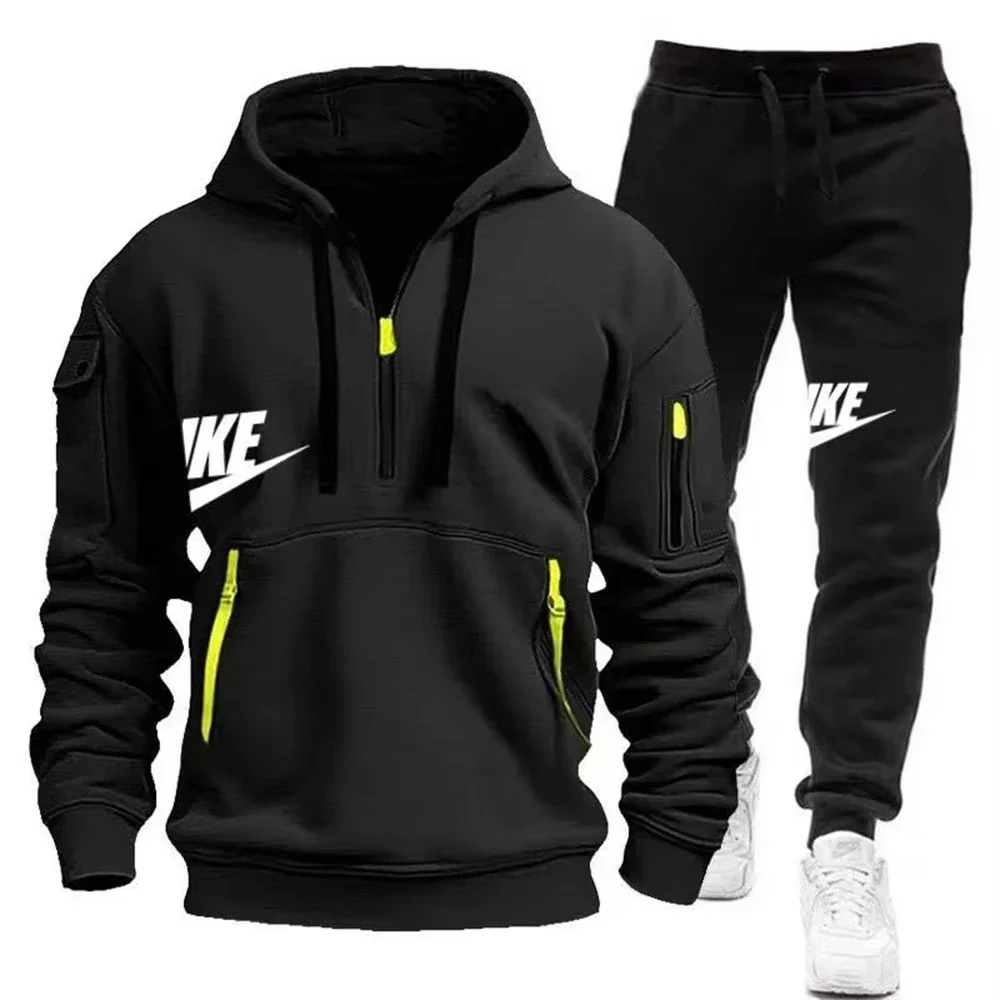 New men's autumn and winter suit zipper hoodie + trousers suit casual men's sportswear warm suit