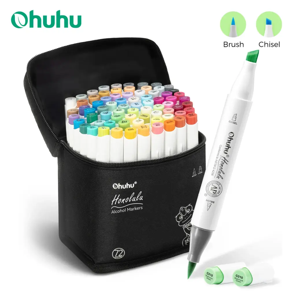 Ohuhu Honolulu Marker Pen Set Color Markers Alcohol Art Markers Refillable Dual Tips Sketching Drawing Manga School Art Supplies