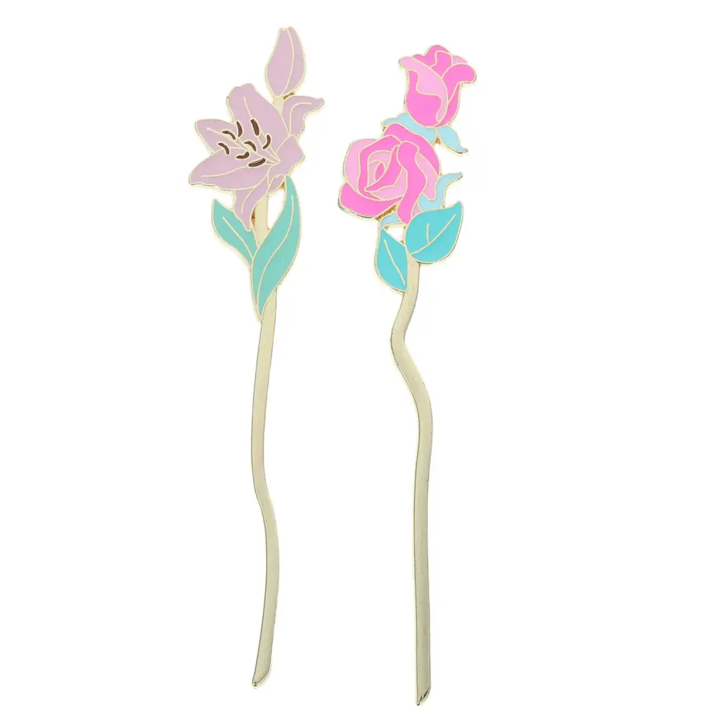 2Pcs Metal Floral Bookmark Set Cute Vintage Style Flower Book Mark for Mom Teacher Aesthetic Decorative Page Holder