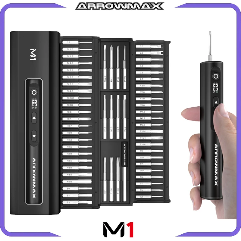 ARROWMAX Electric Screwdrivers Set Precision Magnetic Bits 5-Gear Adjustable Torque Rechargeable Mini Cordless Screwdriver M1