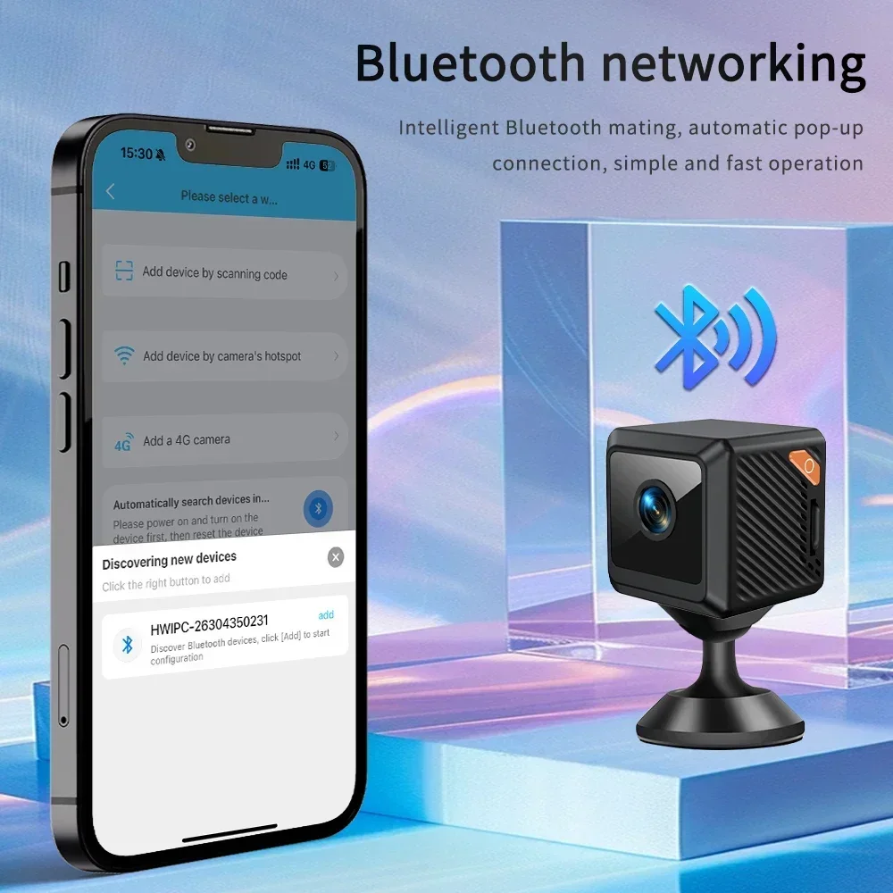 W02 Mini Security Camera 1080P HD, 140° Wide Angle, Bluetooth Pairing, 600mAh Battery, IR Night Vision 5M, Motion Alerts, Cloud/