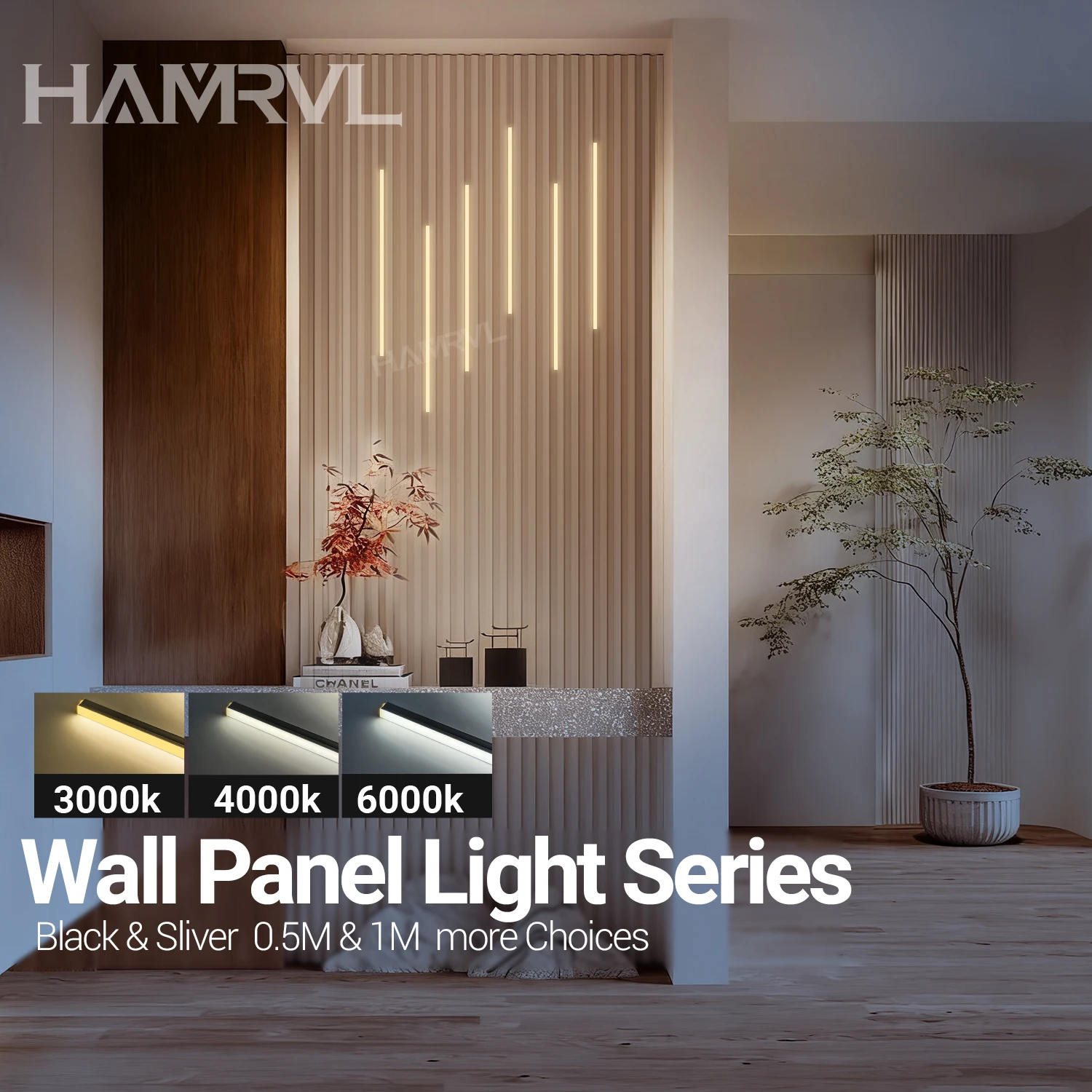 Wall Panel Light LED Strip Light for Wood Slat Wall Panel in Parallel with Touch Sensor, Self-Adhesive for Slat Wall Decor