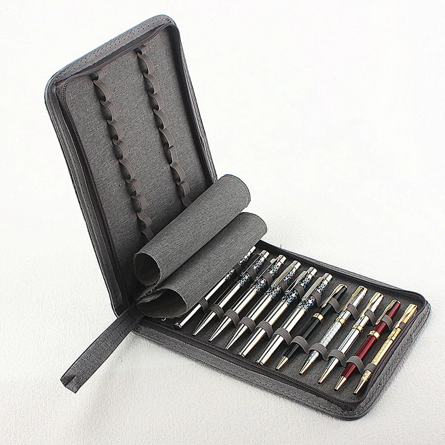 48 Slots Fountain Pen Case Pencil Case Pouch Bag Canvas Case for 10/24/ Pens Black, Blue, Gray