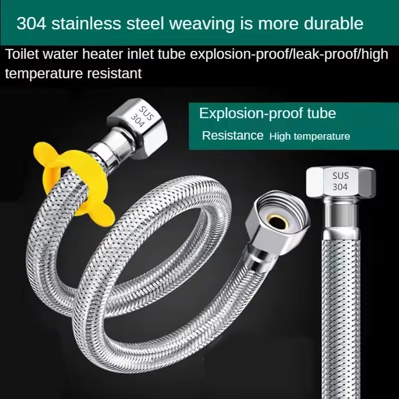 40/60/80/100/150/200cm Stainless Steel Braided Flexible Hose Household Water Heater Toilet Faucet Hot and Cold Water Inlet Pipe