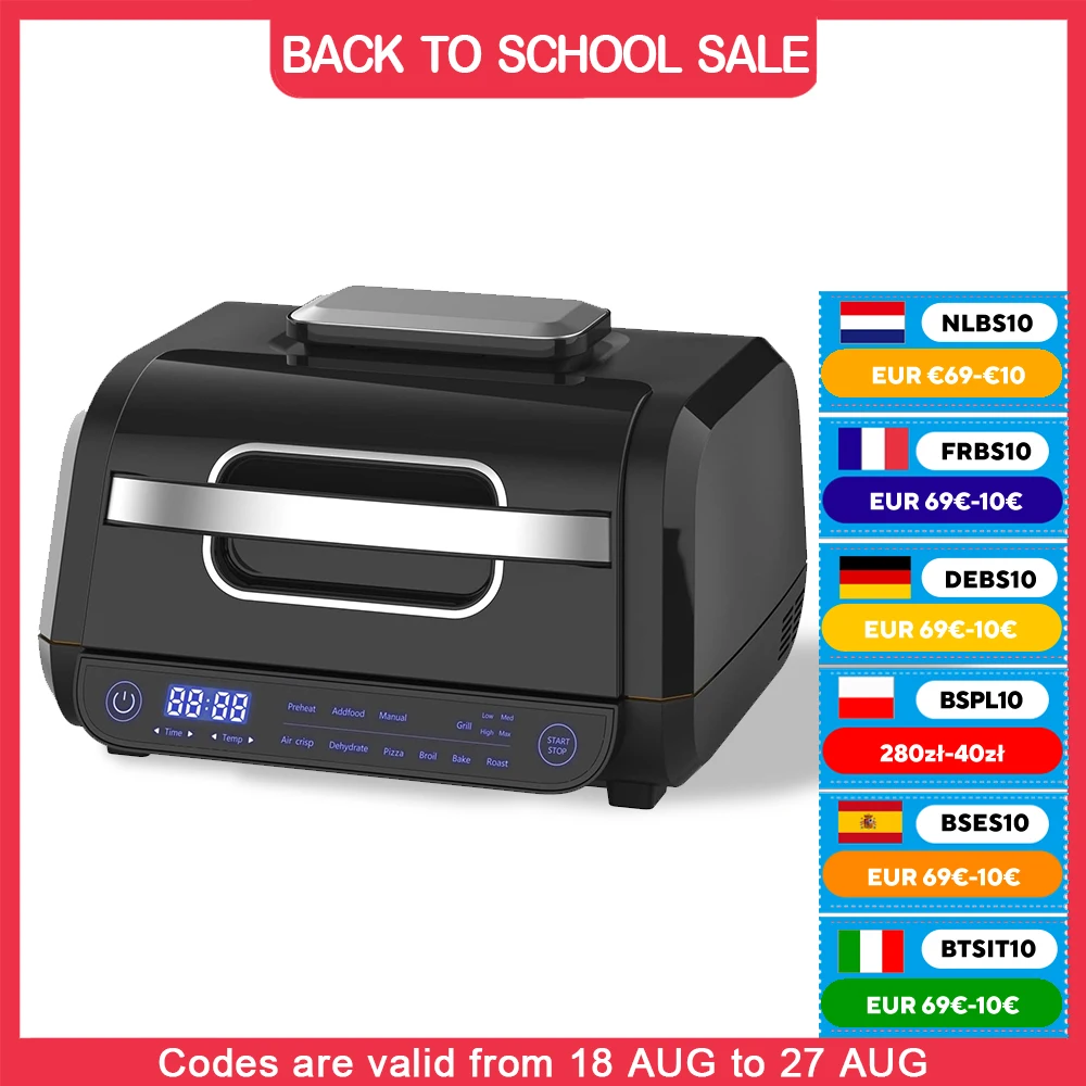 TopStrong 8 in 1 6L Capacity Touch Control Electric Hot Air Fryer Grill