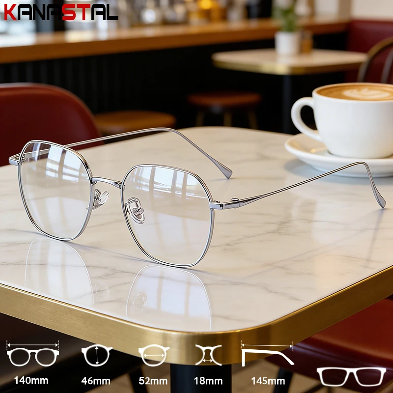 Men Pure Titanium Eyeglasses Frame Anti Fatigue Lenses Women Retro Business Glasses Prescription Myopia Reading Eyewear Frames