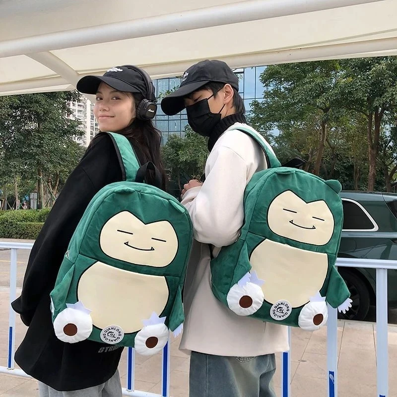 Pokemon Anime Snorlax Plush Backpack Children Large Capacity Backpack Student School Bag Outdoor Travel Backpack Birthday Gift
