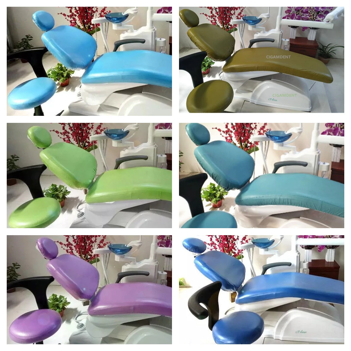 1Set Thicken Dental Chair Cover PU Lether Dentist Chair Protector Sleeves Unit Elastic Waterproof *4colors