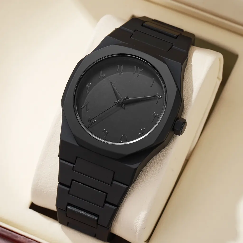 Cross border new hot selling Southeast Asia Middle East Arabic numerals black plastic quartz casual men's watch