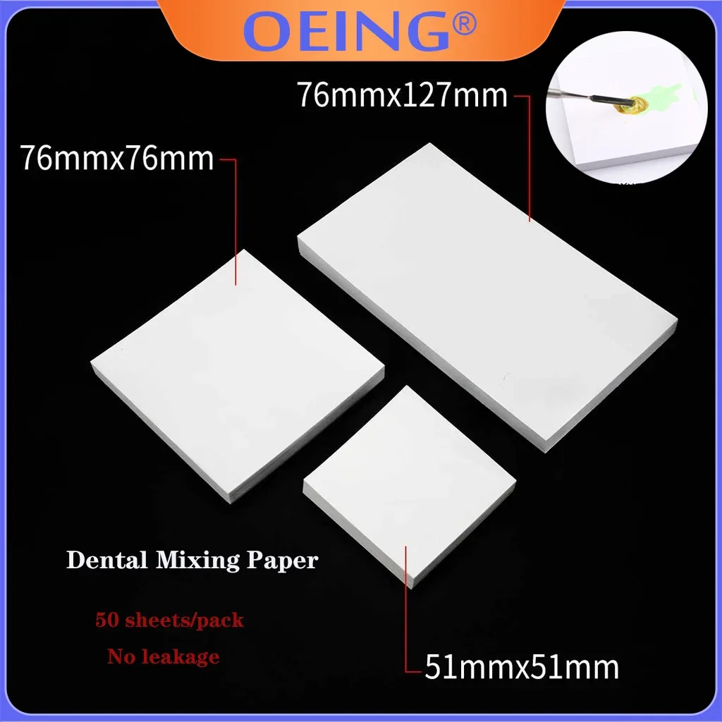 OEING 50Sheets/Pack Dental Disposable Mixing Paper Dentist Material L/M/S Dentistry Cement Powder Mixed Pad Composite Consumable