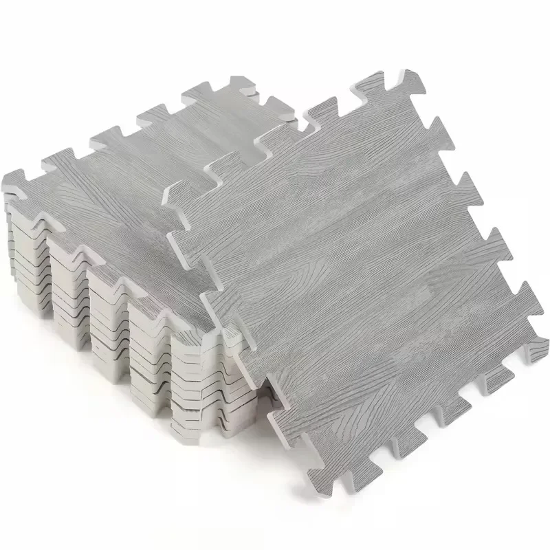 8/16Pcs Square Wood Grain Non-slip Floor Mat Easy To Clean Thickened and Durable Suitable for Bedrooms and Living Rooms