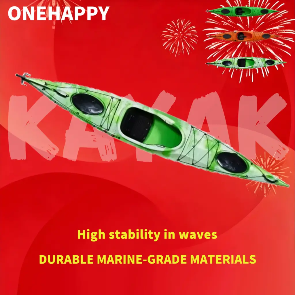 Single Person Sit-in Sea Kayak, 3.6M-4.8M Plastic Canoe for Long Distance Touring and Racing on Lake River & Ocean