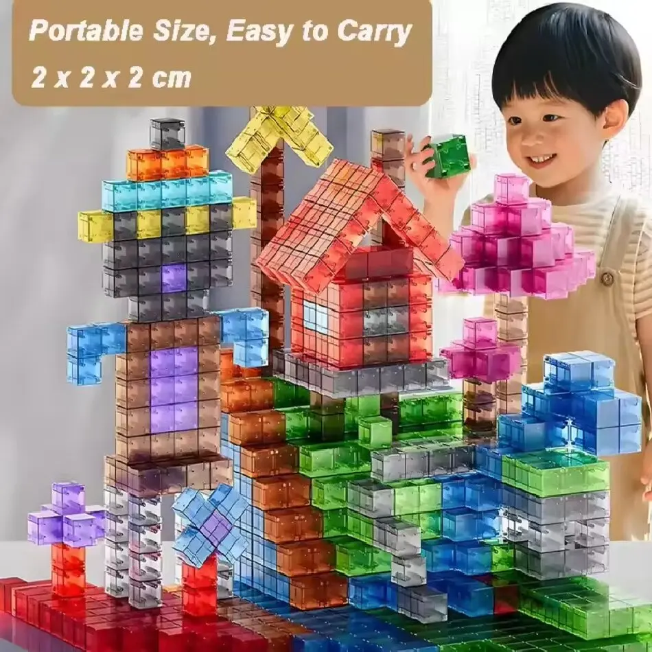 New DIY Magnetic Cubes for Kids Construction Set Magnetic Building Blocks Toy Preschool STEM Educational Toys for Children Gifts