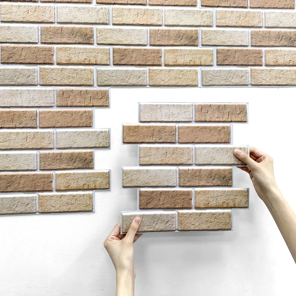 3D Wall Sticker Self-adhesive Faux Brick Wall Panel Peel and Stick Tile Backsplash for Kitchen Bedroom Waterproof Tile Sticker