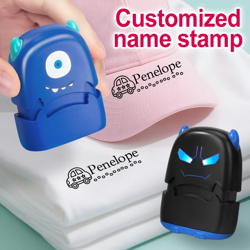 Custom Children's Name Stamp - Personalized Waterproof Ink for Clothing Tags, Books & Crafts, Toy, for School Supplies