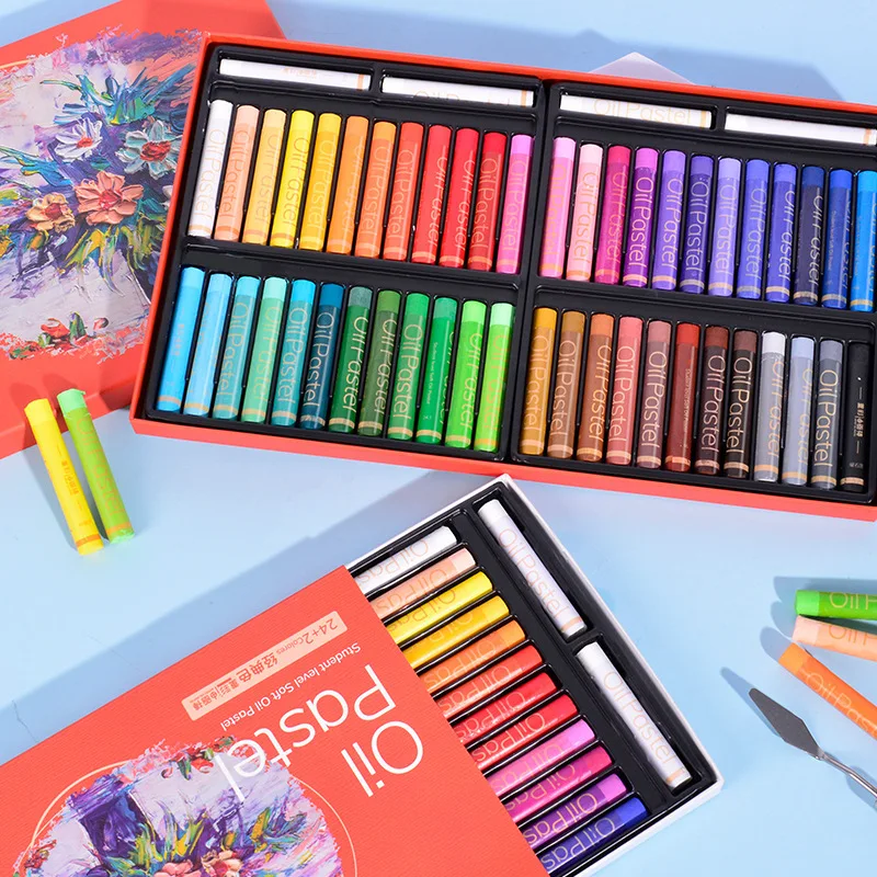 Artist Soft Oil Pastel Set 24/36/48 Colors Painting Drawing Graffiti Art Crayons Washable Non Toxic Professional Oil Paint Stick