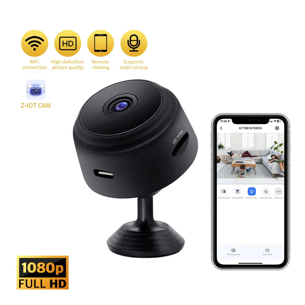 A9 Wireless Smart Surveillance Camera 1080P HD WiFi Home Security Monitor Sensor Camcorder with Safety Video Streaming