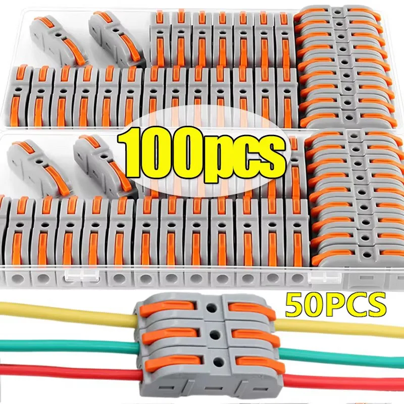 20/30/50/100 Pieces Universal Lever-Type Cable Connectors 1-to-1 Direct Connection Assembly Type Electrical Connectors Wire Terminals Quick Connection