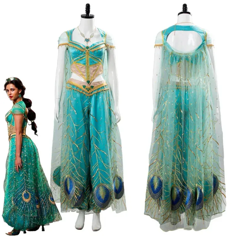 New 2026 ♥ Movie Princess Aladdin role play Molina OMI Scott Green and blue dress adult women Halloween Carnival free deliv ❤★☆★