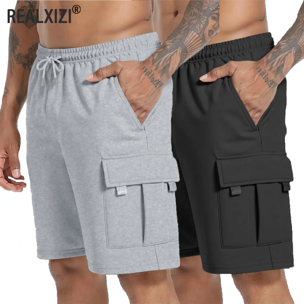 Summer Men's Sport Shorts Male Breathable Loose Multi-pockets Cargo Shorts Outdoor Jogging Fitness Casual Drawstring Mens Shorts