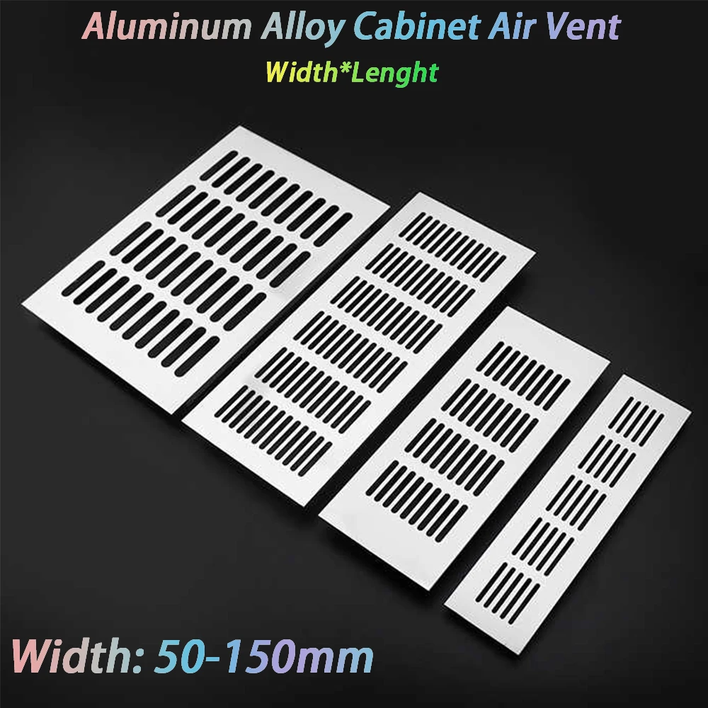 1Pcs Aluminum Alloy Cabinet Air Vent Width 50-150mm Ventilator Grille Decor Cover Closet Shoe Wardrobe Mesh Hole Cover Hardware