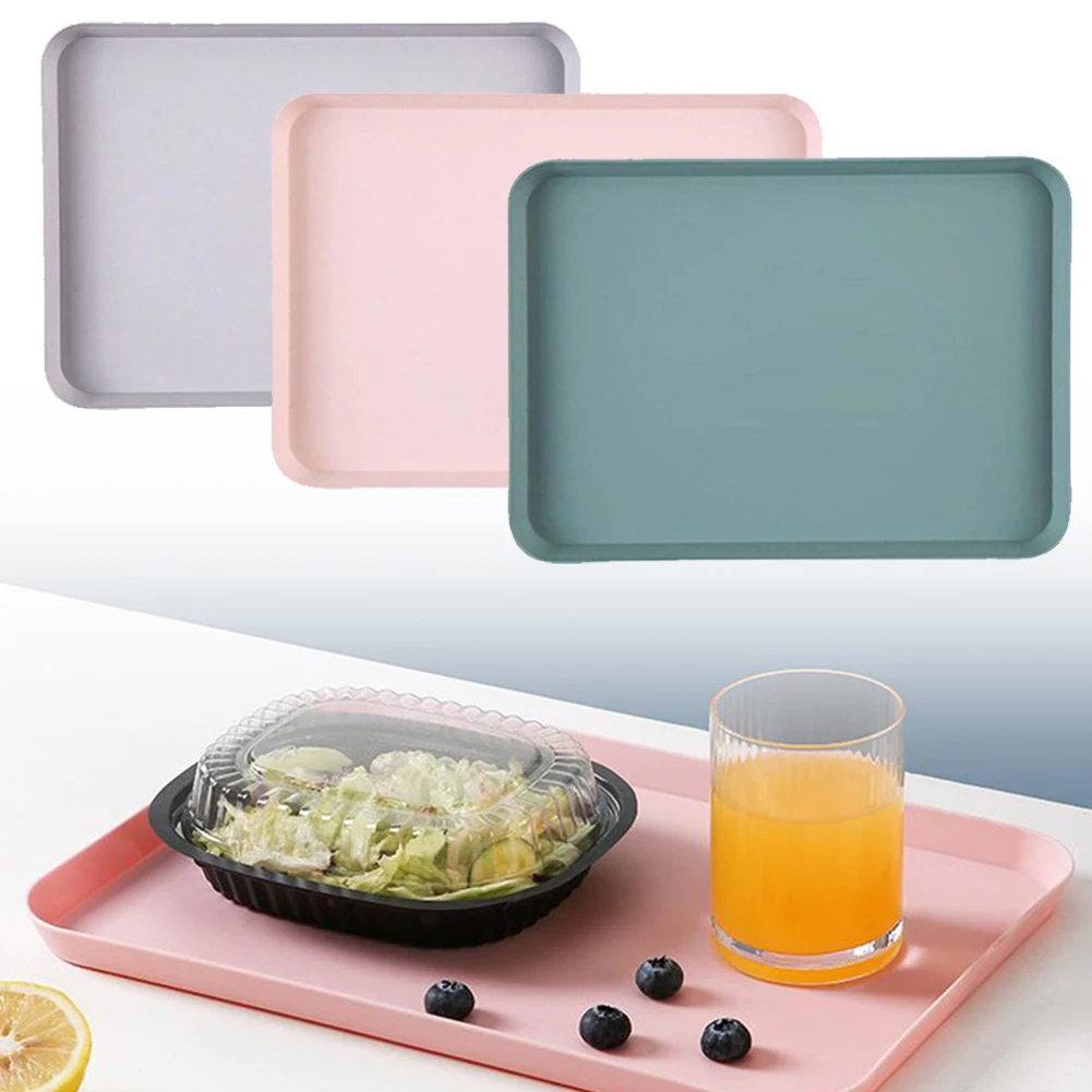 Rectangular Serving Tray Square Tray Anti Slip Scratch Resistant Plastic Food Serving Tray Home Tea Fruit Dessert Tray