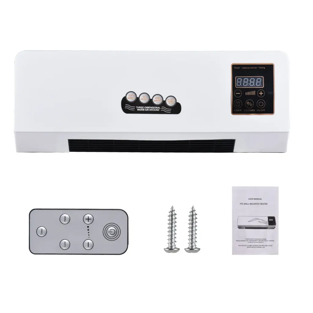 2-in-1 Heater and Fan Combo Wall Mounted Cooling Heating Fan Timing Dual Use Electric Fan and Space Heater with Remote Control