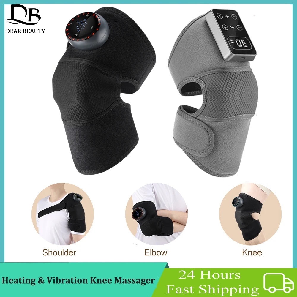 Electric Vibration Knee Massager 5 Levels Heated Knee Pad Heating Therapy Shoulder Elbow Massage Wrap Knee Thermal Protector