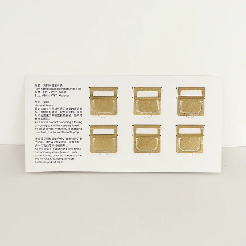 6pcs/Set Retro Brass Bookmark Index File Copper Metal Bookmarks Label Clip for Midori Traveler's Notebook Vintage Stationery