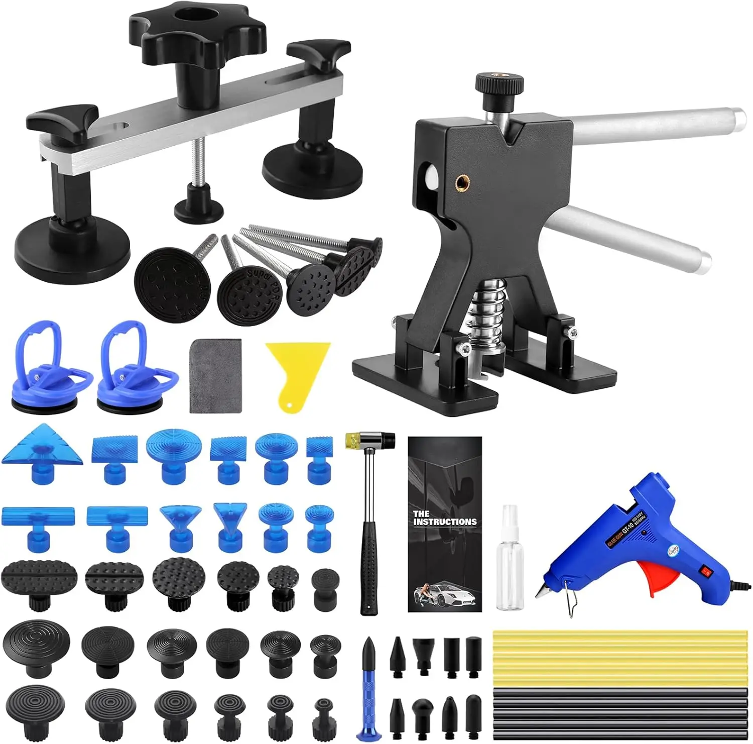 PDR TOOLS 69PCS Dent Puller Kit Paintless Dent Repair Kit 100W Glue gun Hail Damage Dent Repair Set