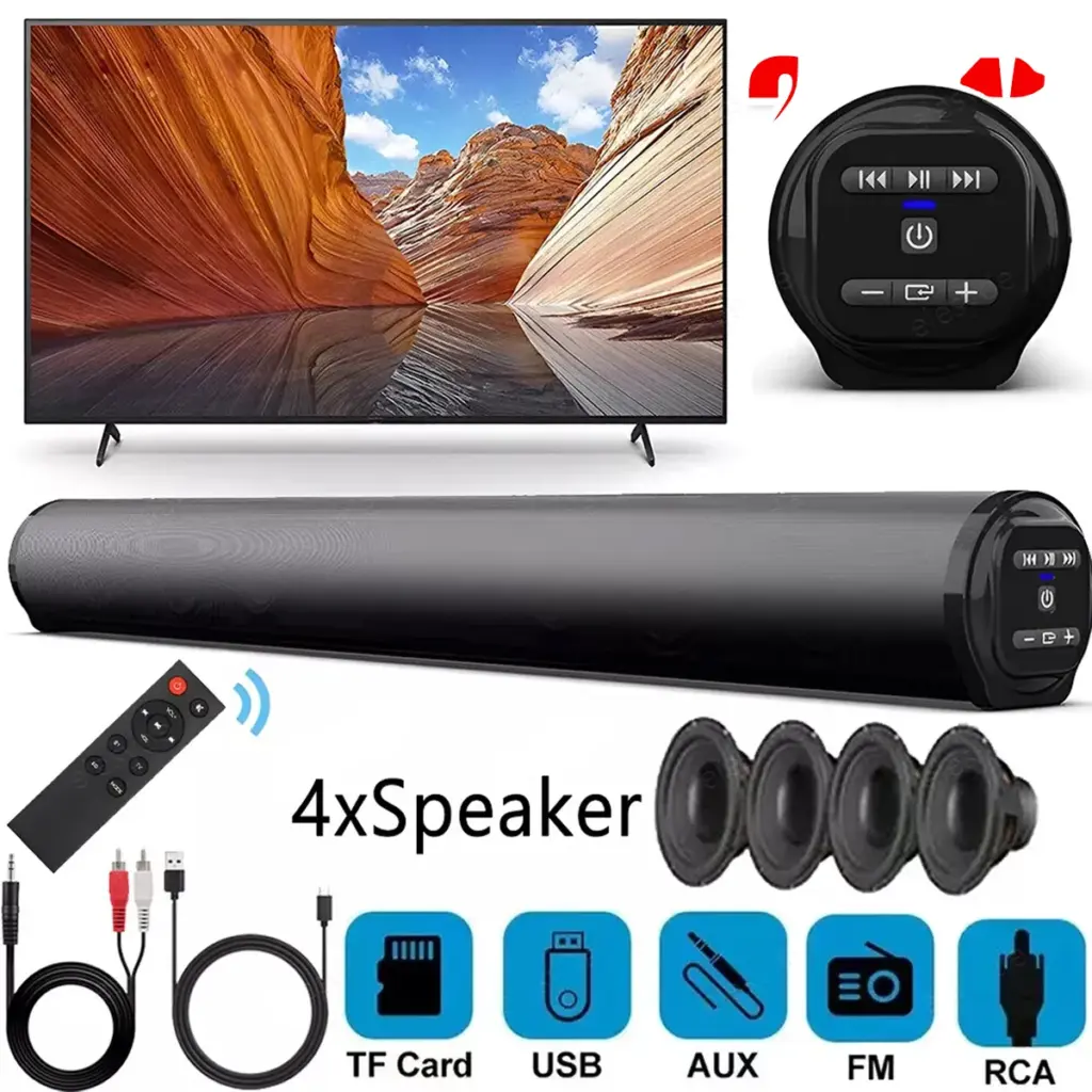 TV Sound Bar Subwoofer Music Player 20W Wireless Bluetooth Speaker With Remote Control Home Surround SoundBar for PC Theater