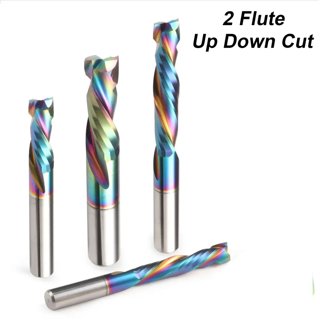 10Pcs 2 Flutes UP & DOWN Cut DLC Coating Milling Cutter 3.175mm 4mm 6mm 8mm 10mm Woodwork End Mill for Acrylic PVC MDF Wood