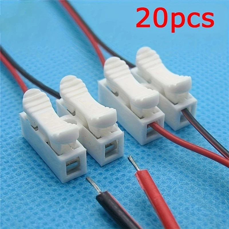 20pcs No Solding Welding Quick 2P Cable Wire Connector No Screw Terminal Block Spring Clamp