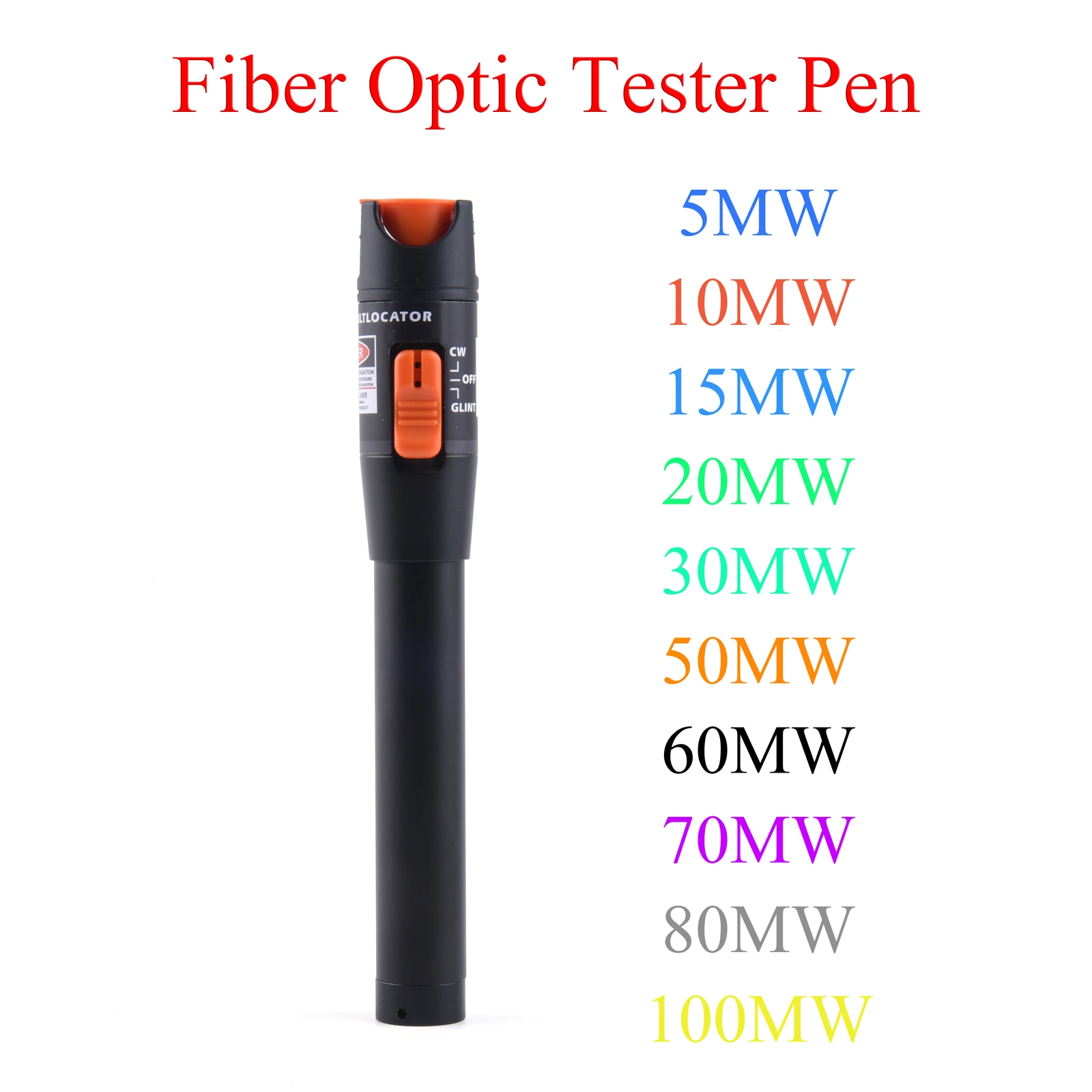 1PCS Visual Fault Locator Fiber Optic Tester Tool 5MW/10MW/15MW/20MW/30MW/50MW/60MW FTTH Optic Laser Pen SC/FC/ST Power Meter
