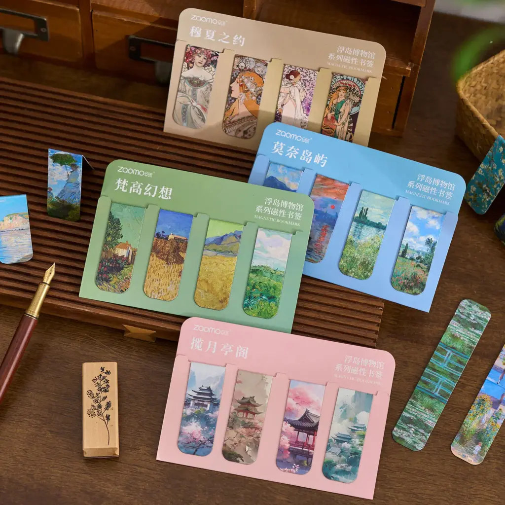 4 Pcs/set Magnetic Bookmark Museum Series Antique Art Page Famous Painting Van Gogh Folder for Books Readers Stationery Supplies
